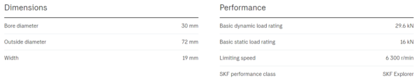 SKF-6306-2RS1-C3-Dimension