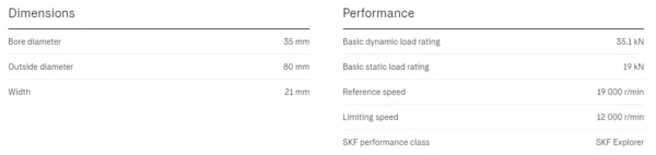 SKF 6307-C3 - Dimension